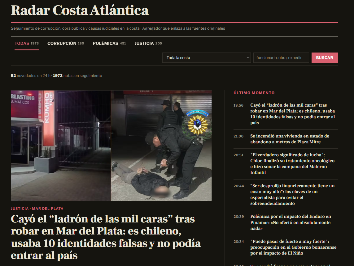 Radar Costa Atlántica - agregador de noticias en Cloudflare Workers